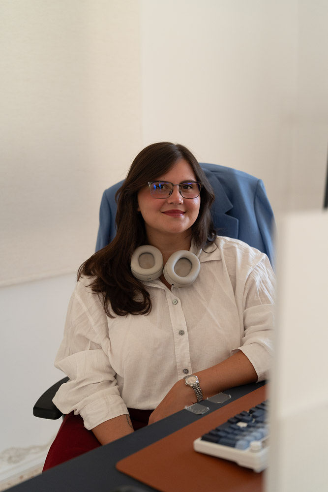 Brenda at her desk