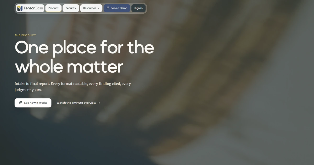 TensorCase website, one place for the whole matter